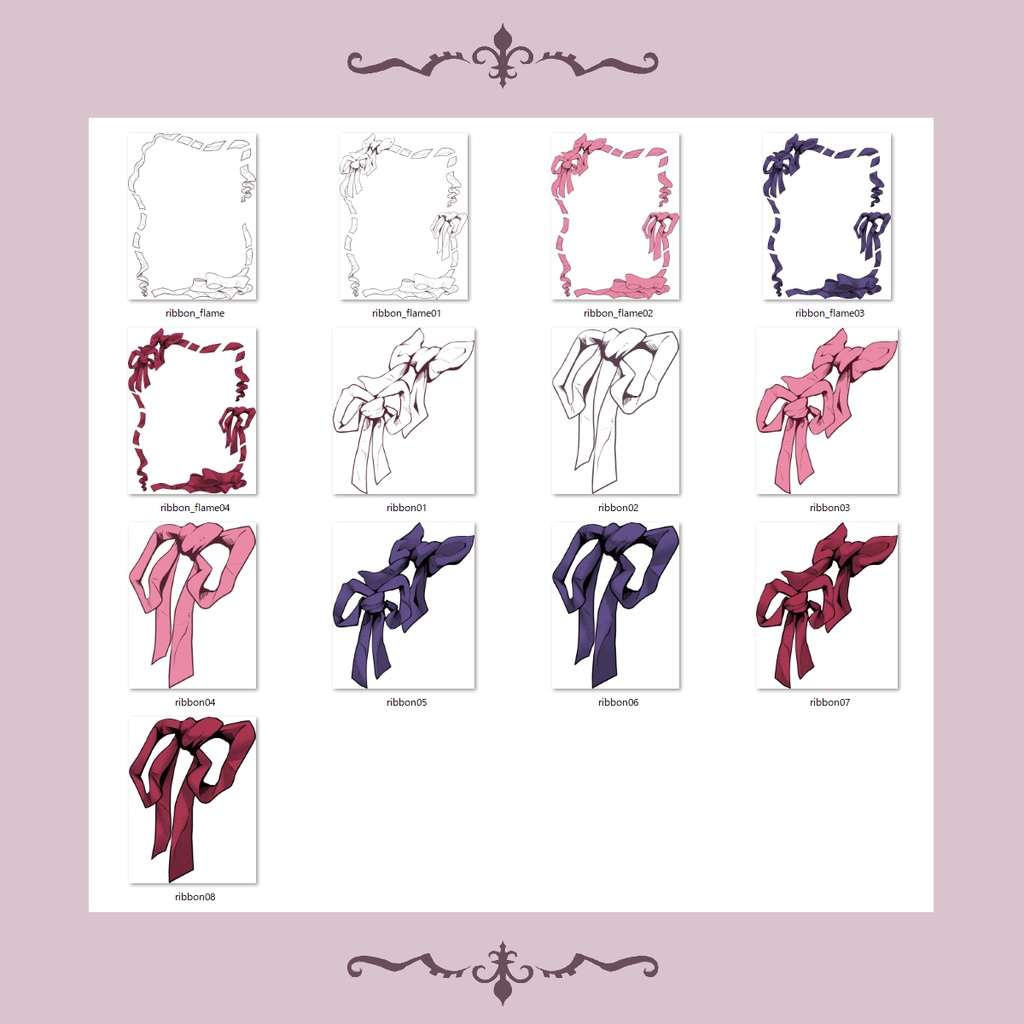 【商用可】くしゅくしゅリボンフレーム【B4・B5対応】