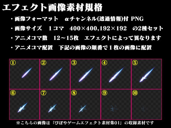 ぴぽやゲームエフェクト素材集01-斬撃- & 02-属性斬撃- セット