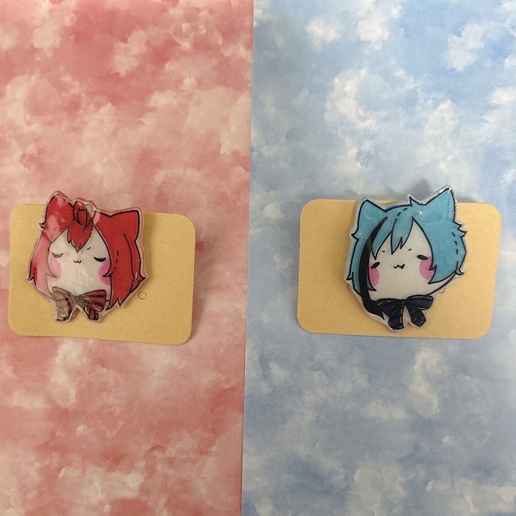 【ツイステ】にゃんこピンバッジ【リドル＆フロイド】