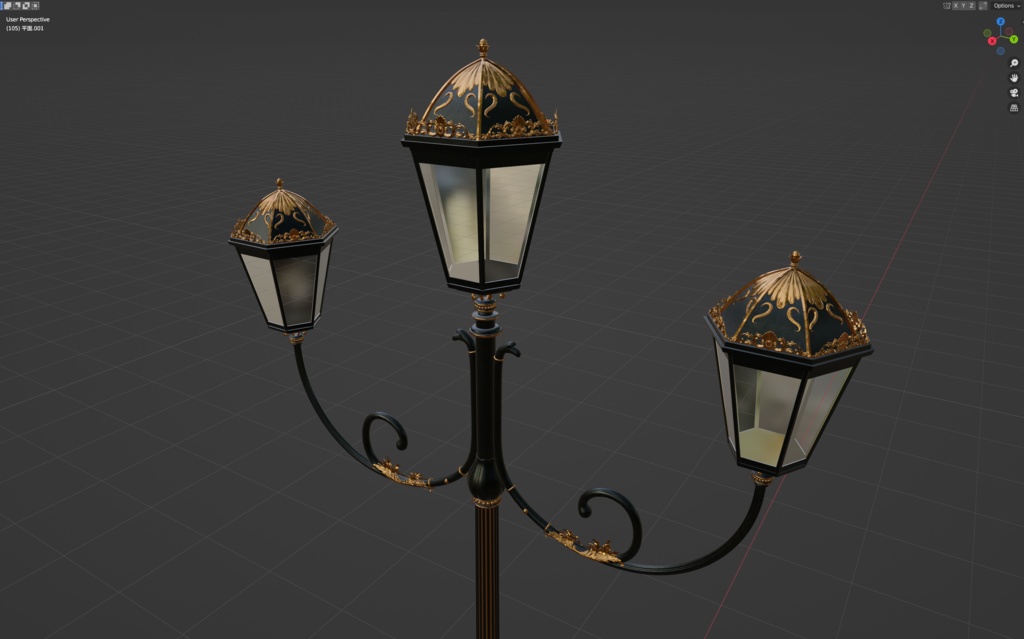 【VRChat】ヨーロッパ風街灯(2アームタイプ)
