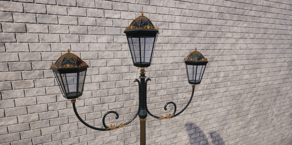 【VRChat】ヨーロッパ風街灯(2アームタイプ)
