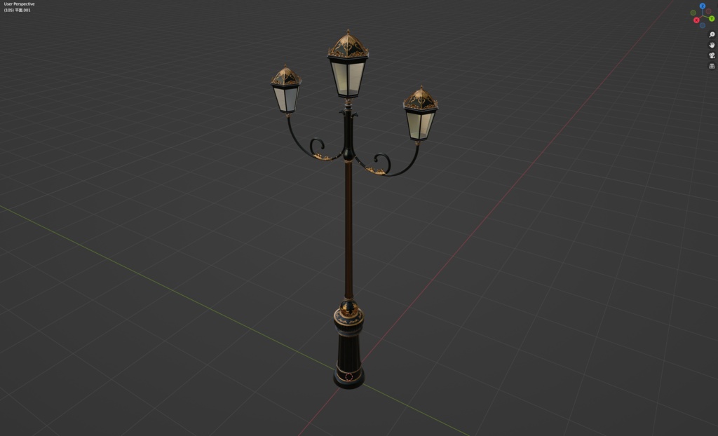 【VRChat】ヨーロッパ風街灯(2アームタイプ)