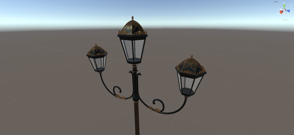 【VRChat】ヨーロッパ風街灯(2アームタイプ)