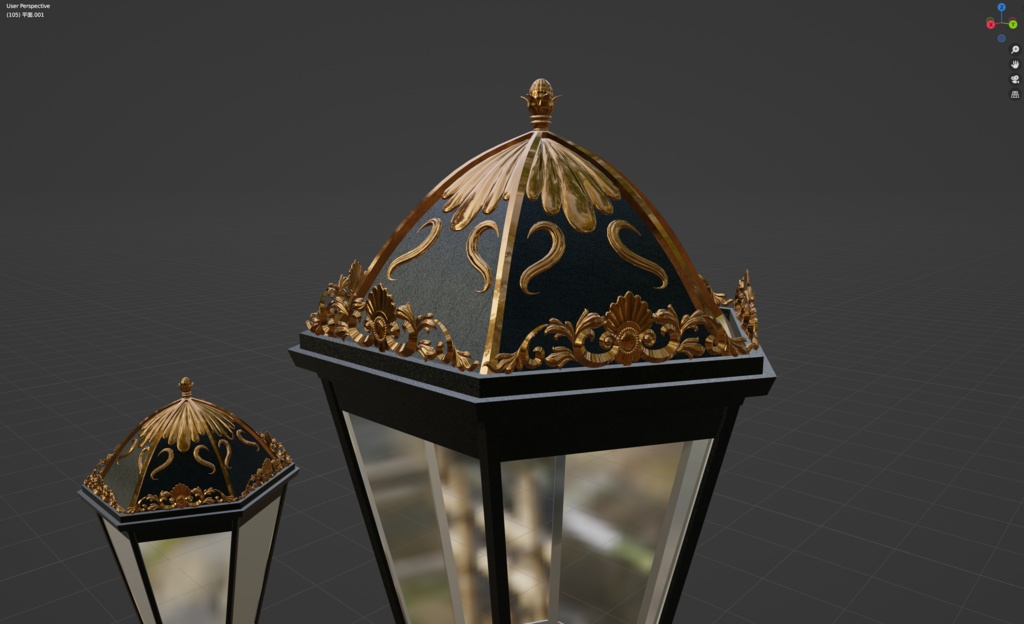 【VRChat】ヨーロッパ風街灯(2アームタイプ)