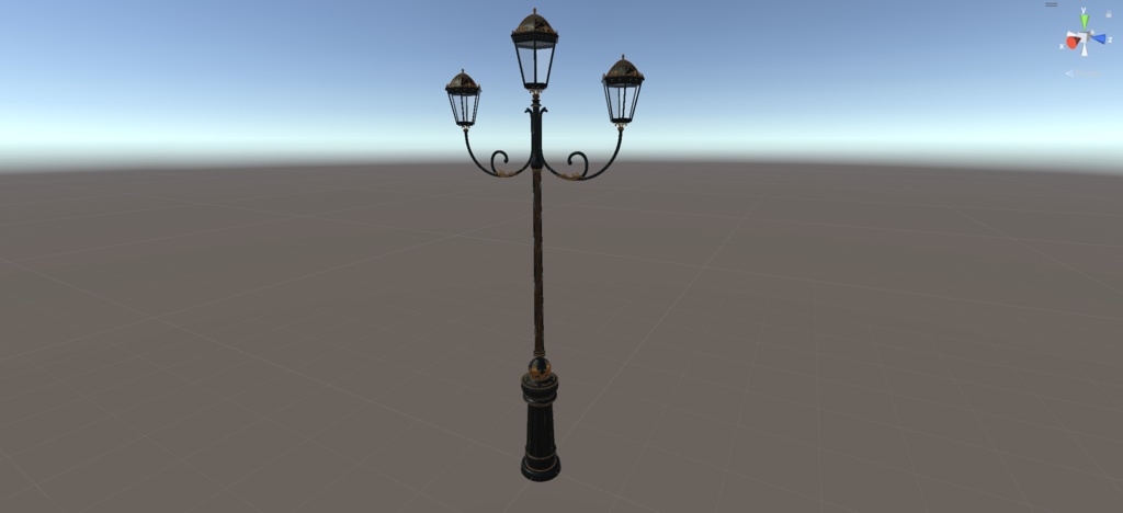 【VRChat】ヨーロッパ風街灯(2アームタイプ)