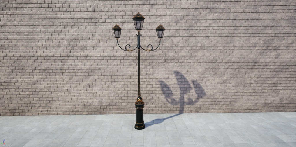【VRChat】ヨーロッパ風街灯(2アームタイプ)