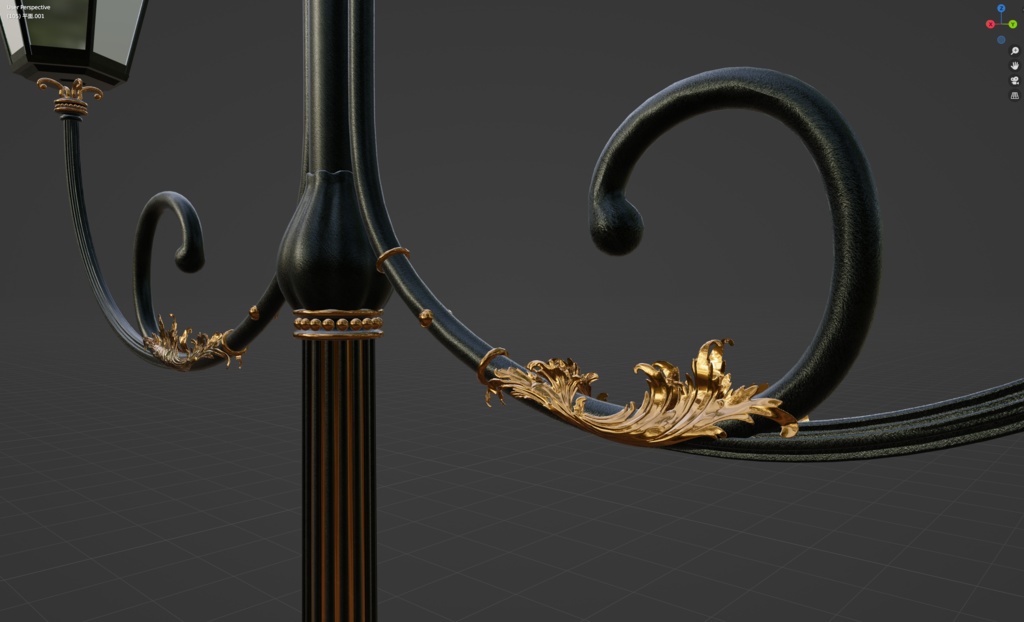 【VRChat】ヨーロッパ風街灯(2アームタイプ)