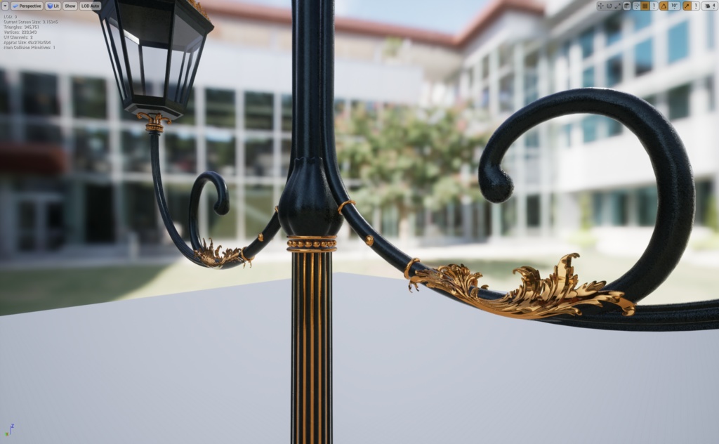 【VRChat】ヨーロッパ風街灯(2アームタイプ)