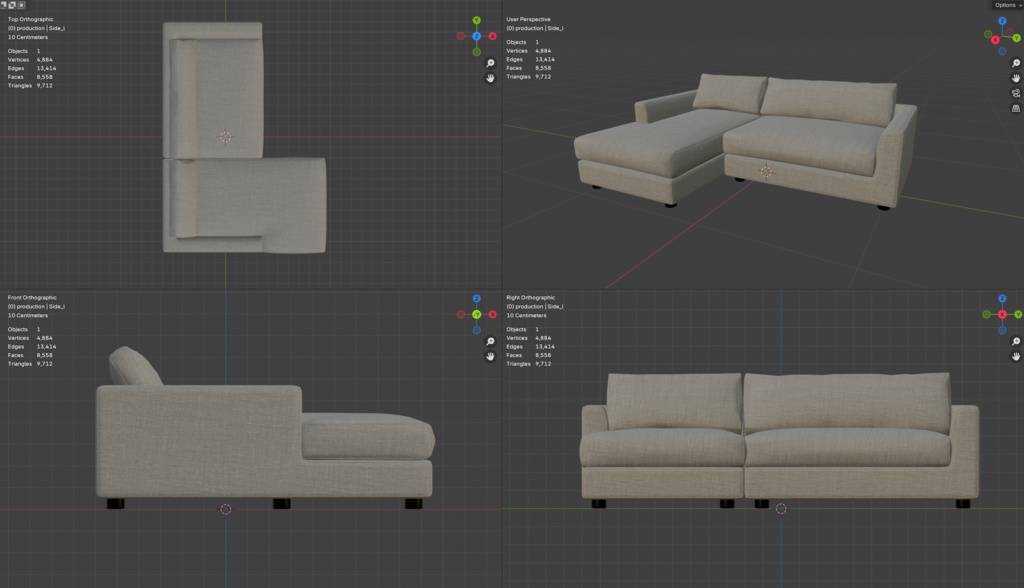 【VRChat】220cmカウチソファ