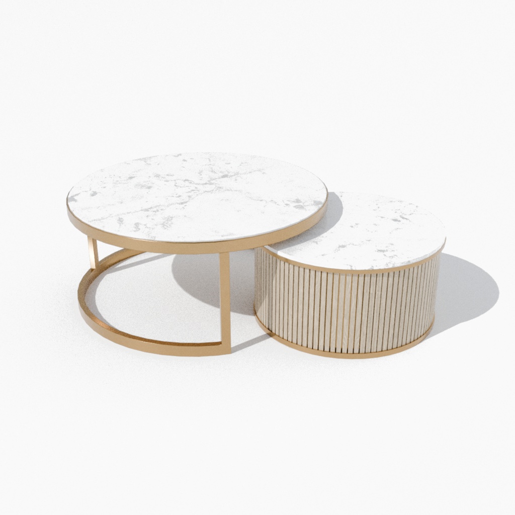 【VRChat】大理石のローテーブル(白・2対)