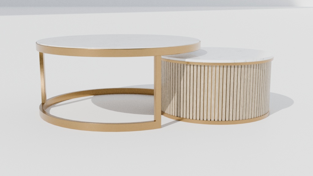 【VRChat】大理石のローテーブル(白・2対)