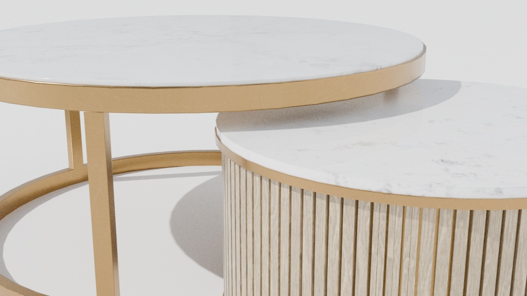 【VRChat】大理石のローテーブル(白・2対)