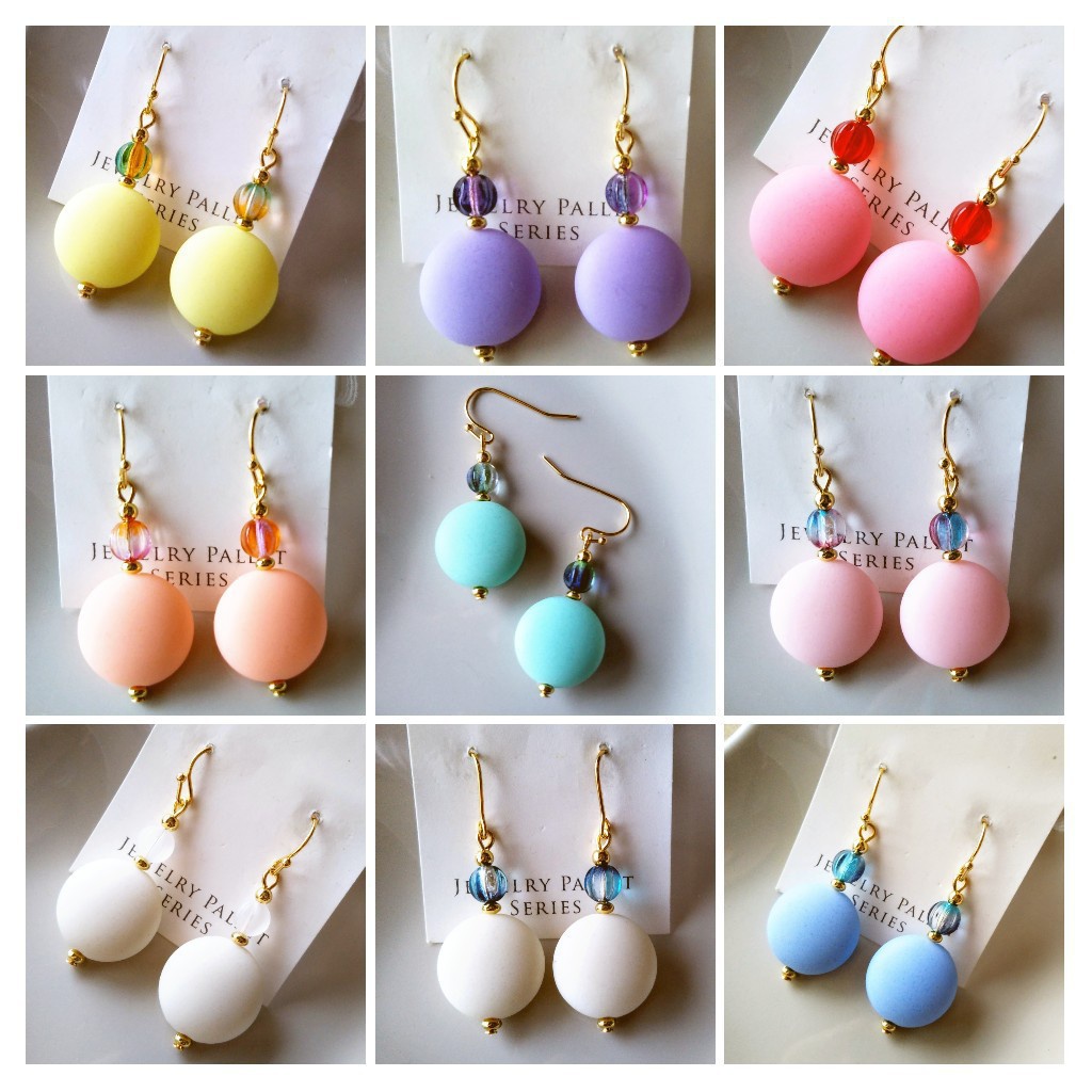 パステルカラーのサークルピアス【基本8色+セミオーダー】