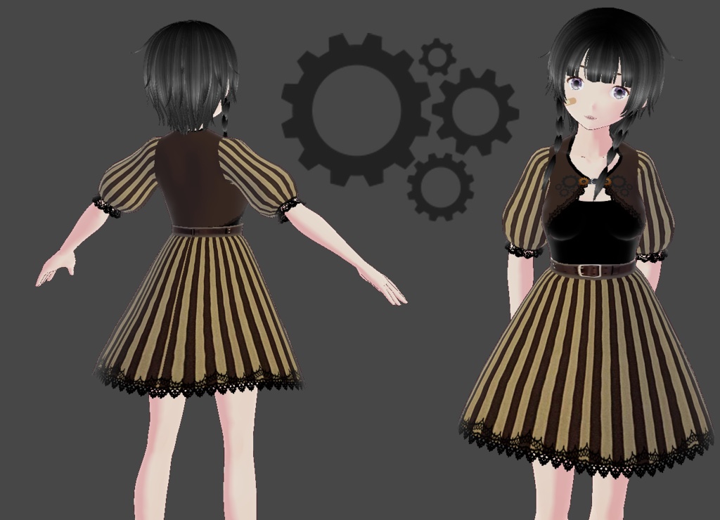 [VRoid] スチームパンクドレス(steampunk dress texture)