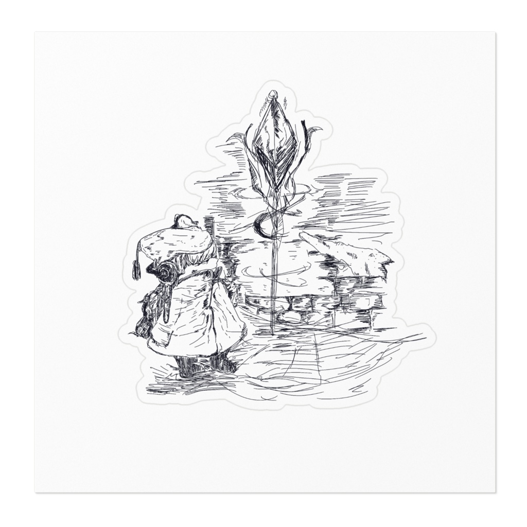 猫の旅ステッカー【素敵な街灯がある街】