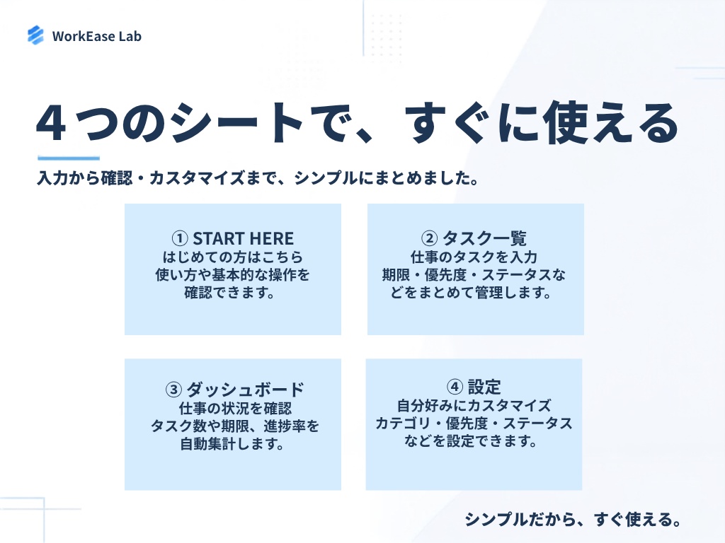 会社員のための仕事タスク自動管理Excel「WorkEase」