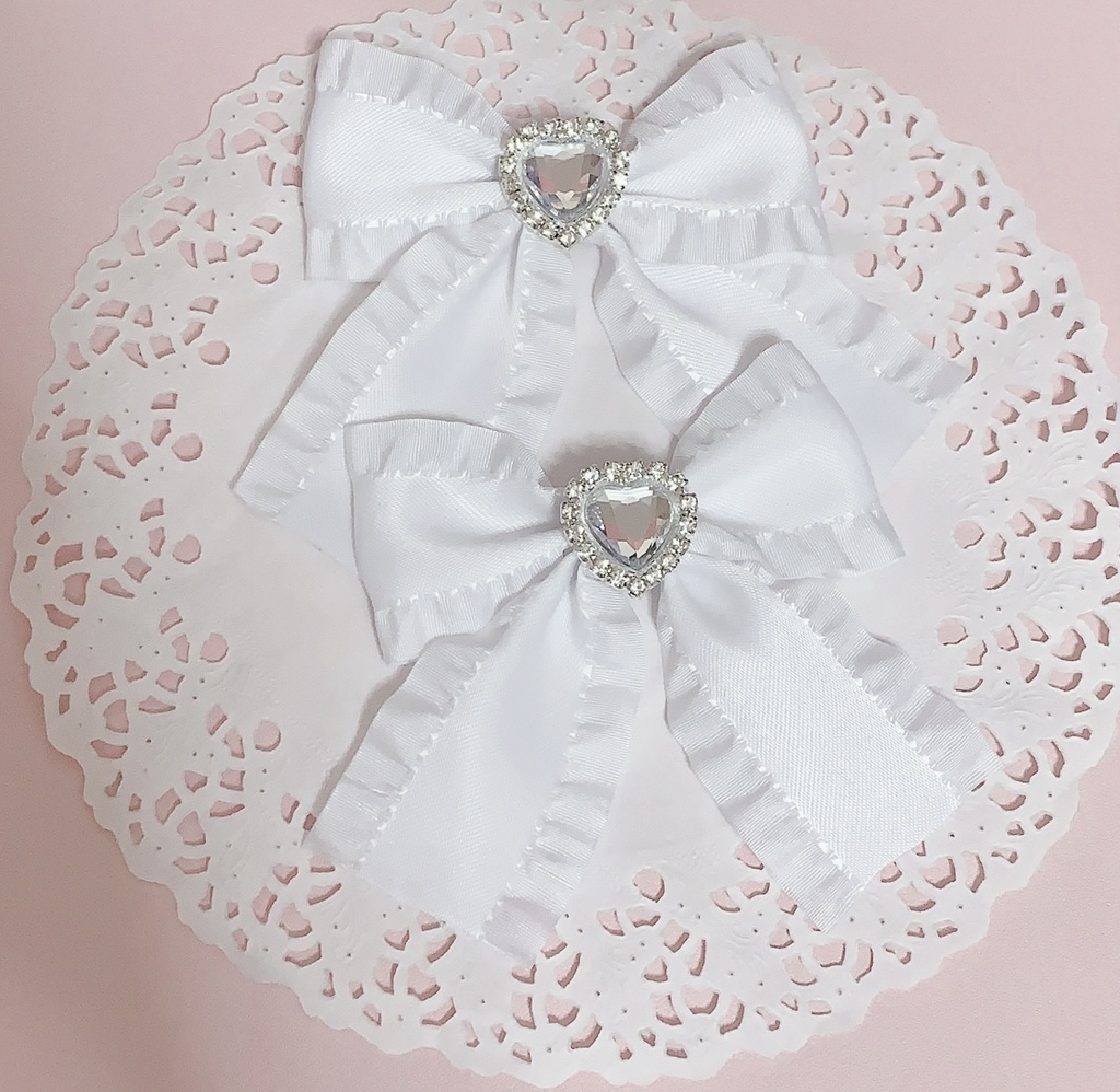 リボン ヘアクリップ ホワイト