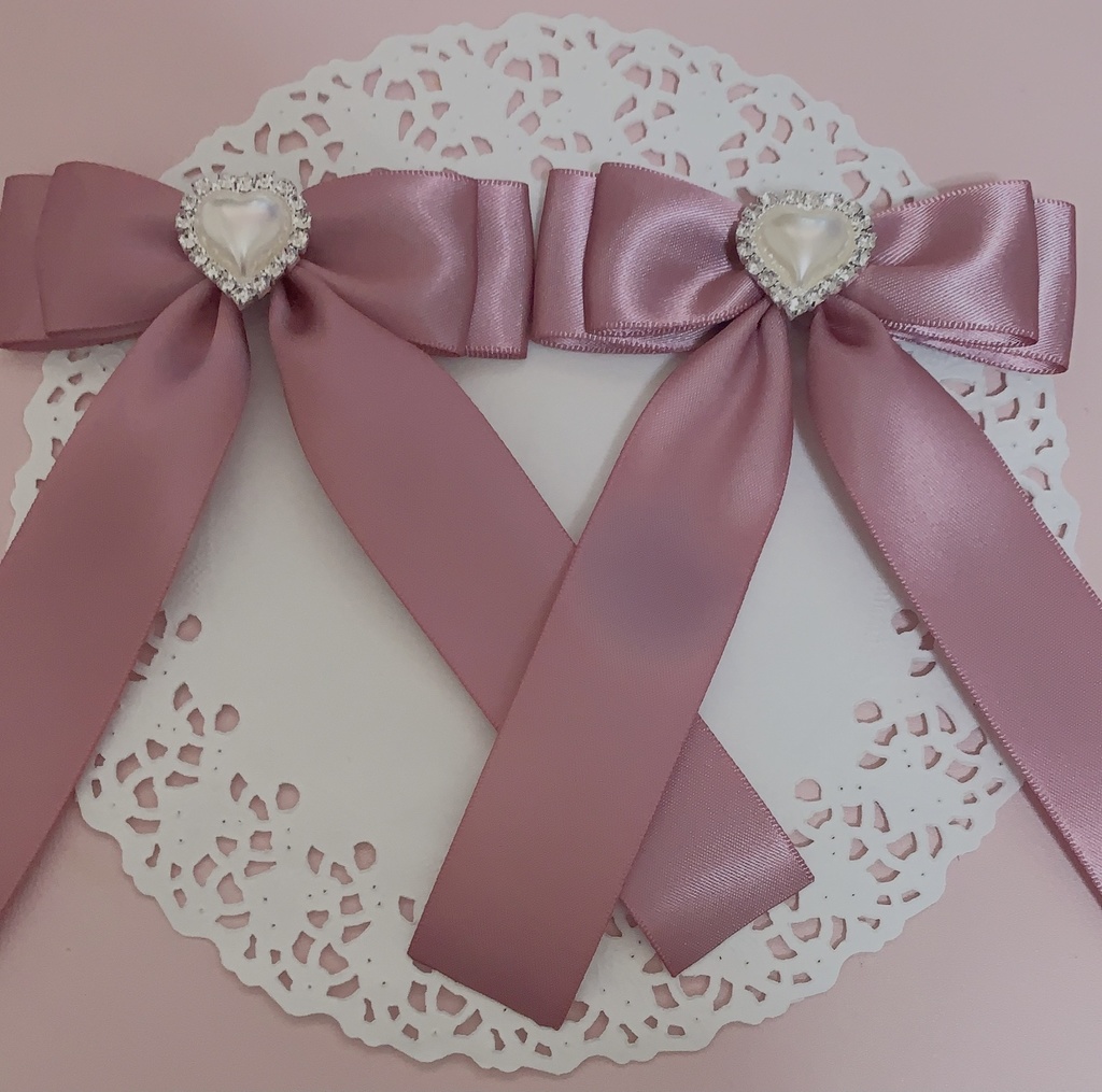 リボンヘアクリップ ピンク