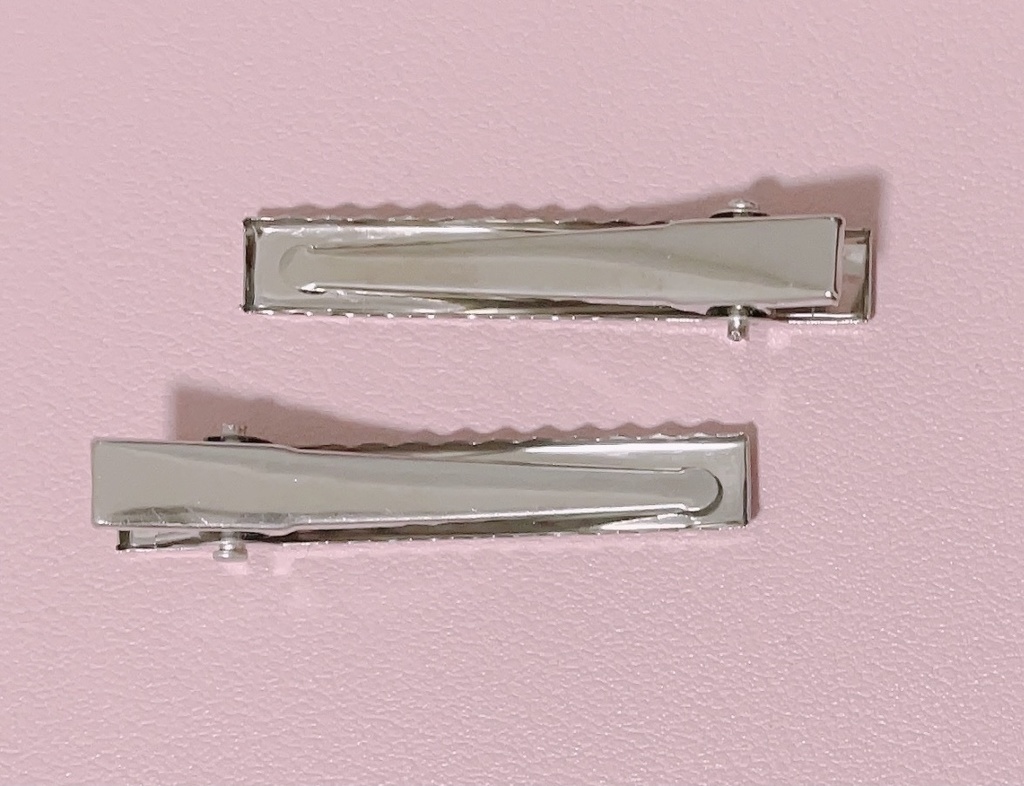 リボンヘアクリップ 肉球チャーム 薄ピンク ギンガムチェック ♡量産型