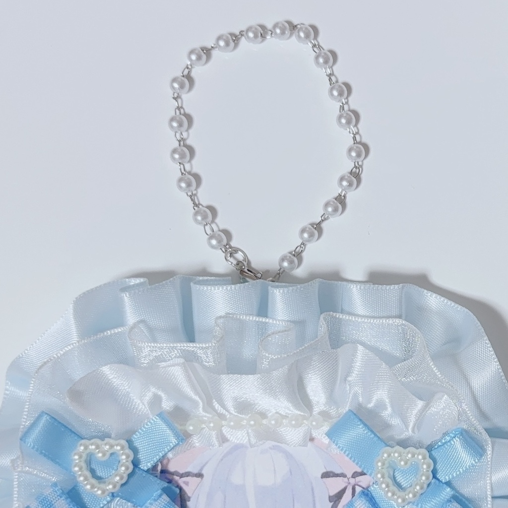 B8 メイド 天使 ホワイト×ピンク 硬質ケース チェキケース トレカホルダー ♡量産型地雷系ハンドメイド推し活グッズコンカフェアイドルやみフリルハートロリィタ推し色推しカラーゆめかわ白硬質デコリボン