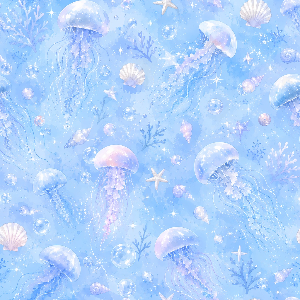 【デジタルペーパー】夏柄・クラゲ8枚セット