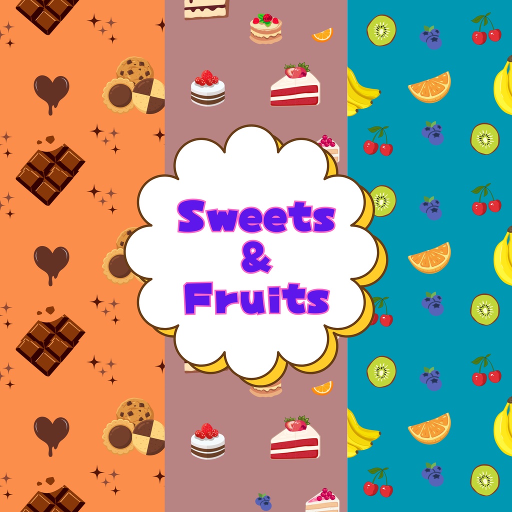 Sweets &  Fruits  🥝デジタルペーパー🍰3set