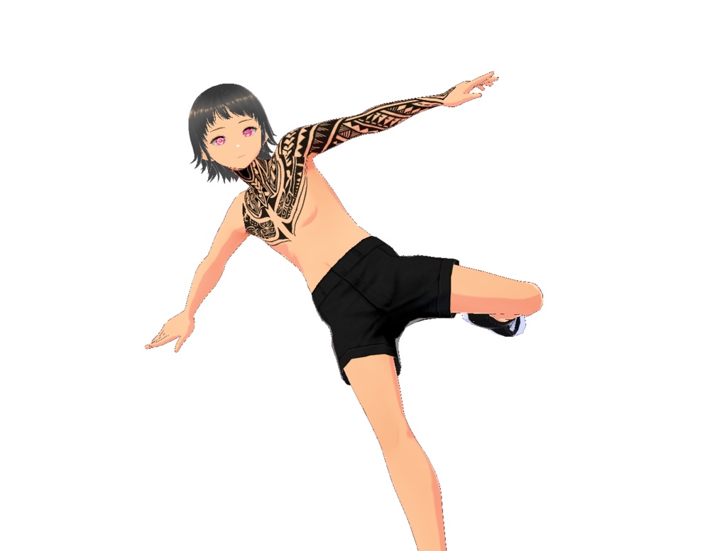 vroid boddy texture tribal tatto left arm and full neck