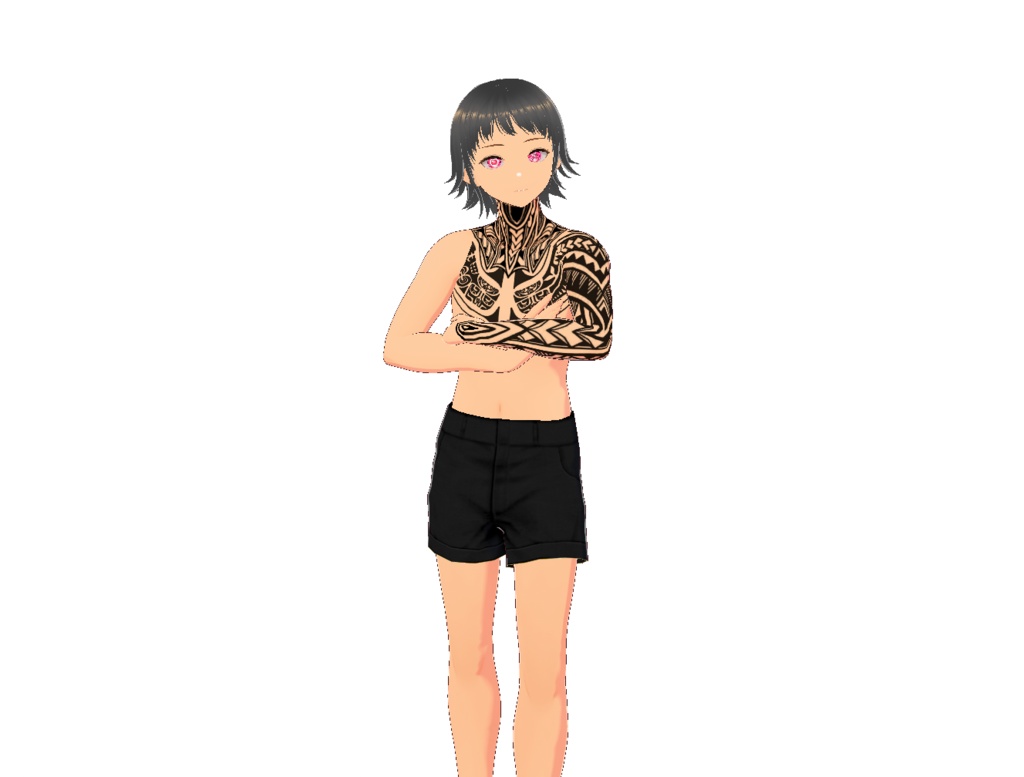 vroid boddy texture tribal tatto left arm and full neck