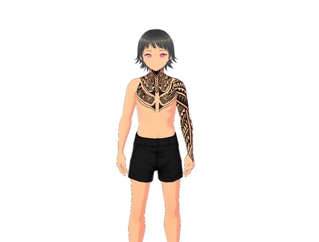 vroid boddy texture tribal tatto left arm and full neck
