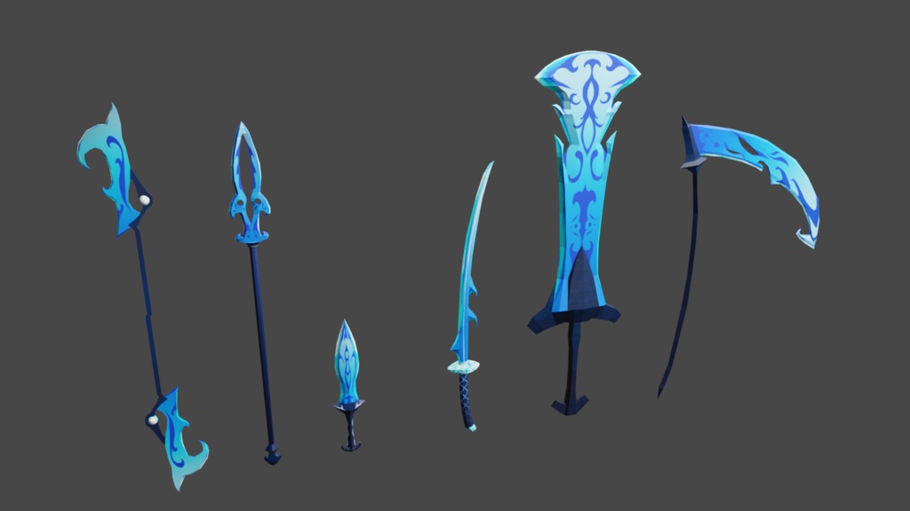 【無料ダウンロード】水紋様の武器セット