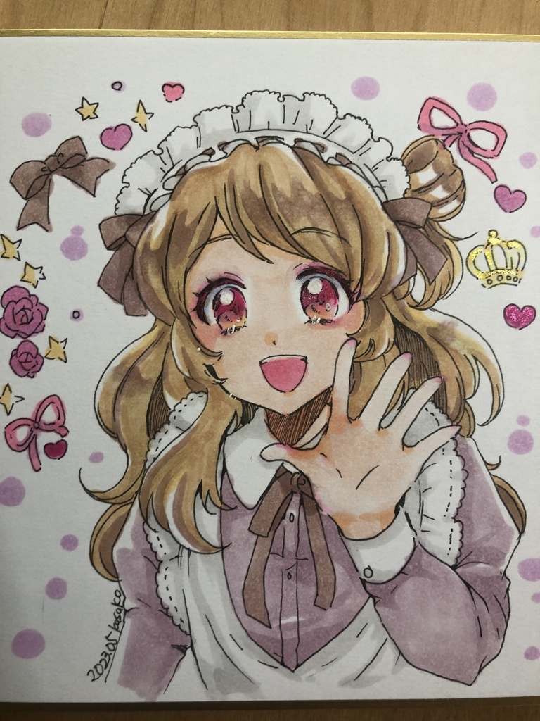 アイカツ あかりメイド服 手描き色紙