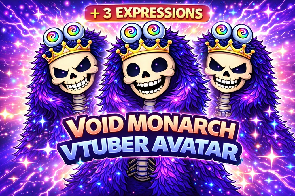 Void Monarch PNG VTuber Avatar + 3 Expressions Pack