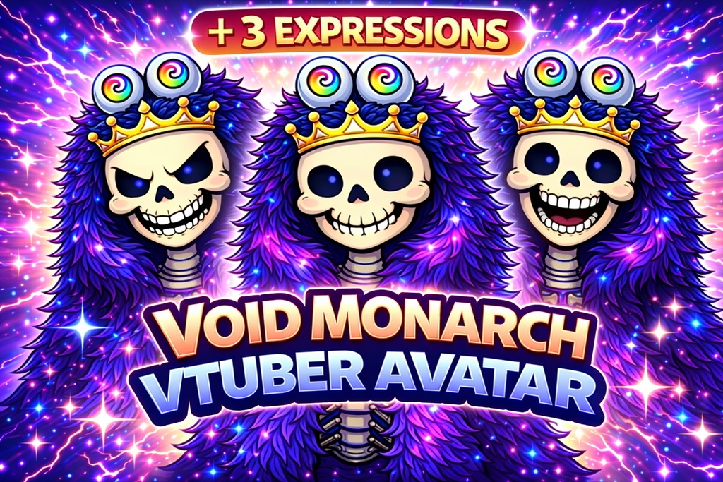 Void Monarch PNG VTuber Avatar + 3 Expressions Pack