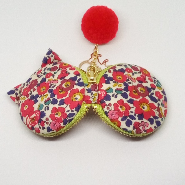 リバティ生地★猫耳マカロンポーチ#19