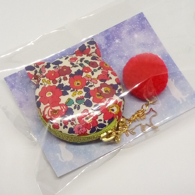 リバティ生地★猫耳マカロンポーチ#19