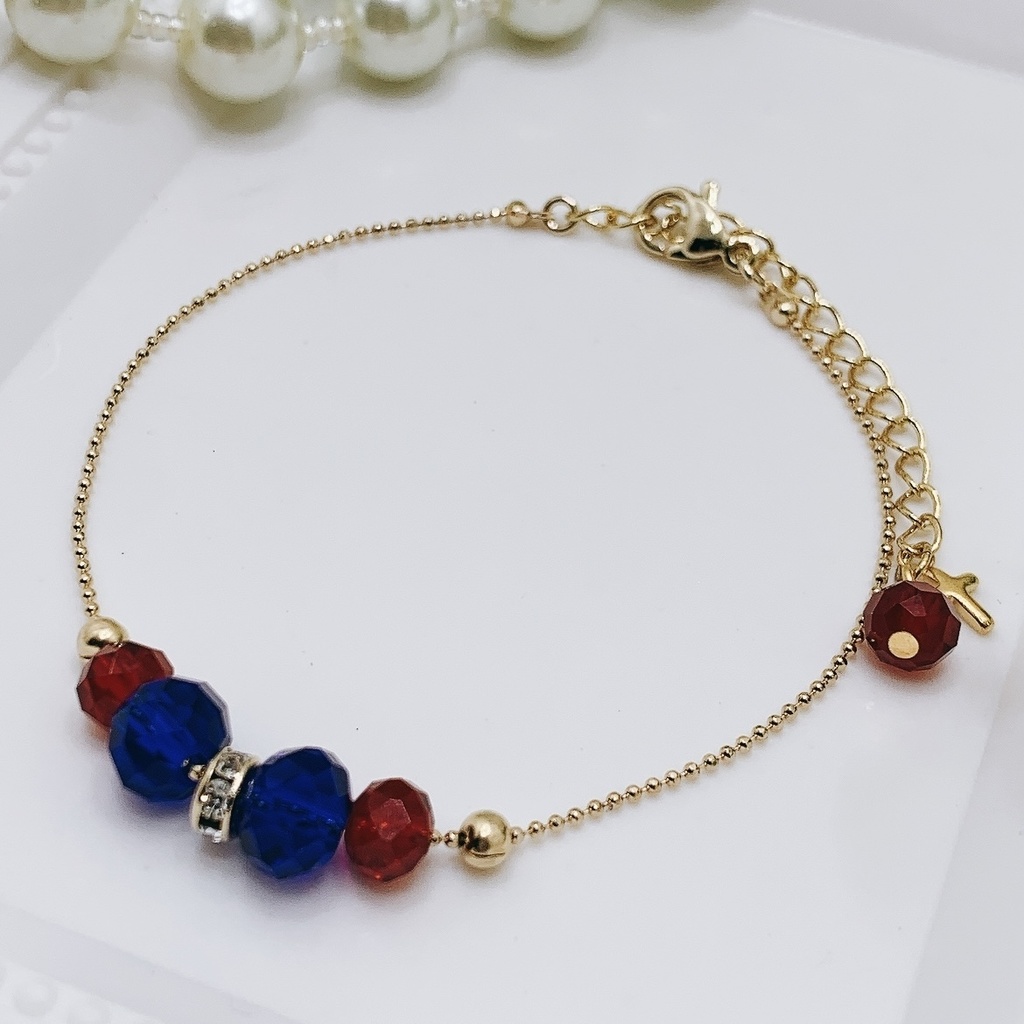 ツイステ💙ガラスチェーンブレスレット💙ポムフィオーレ