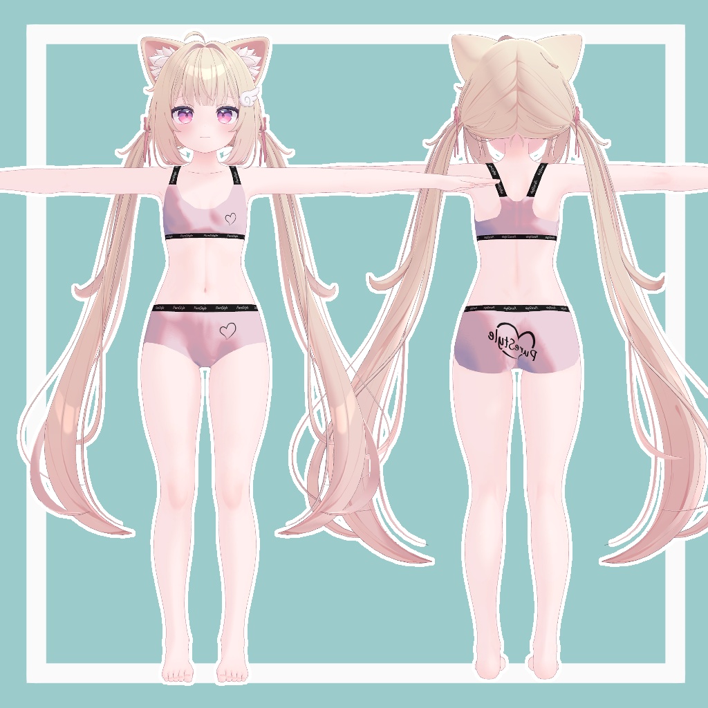 【下着3Dモデル】PureStyle Pants & Bra / ぴゅあスタイル パンツ&ブラ【VRC想定】