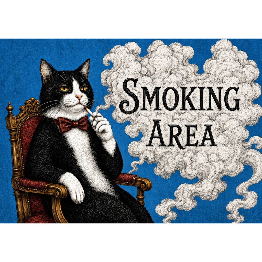 ポスター　A4 『猫　SMOKING　AREA』