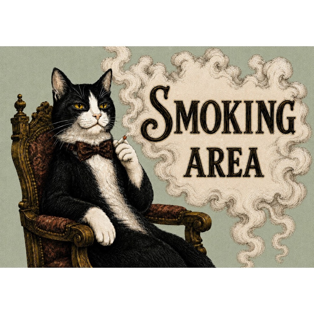 ポスター　A4『猫　SMOKING　AREA』