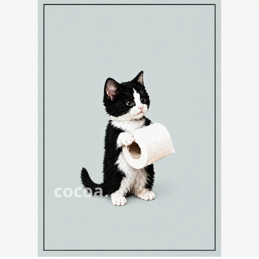 ポスター　アートポスター　『子猫とトイレットペーパー』ふ