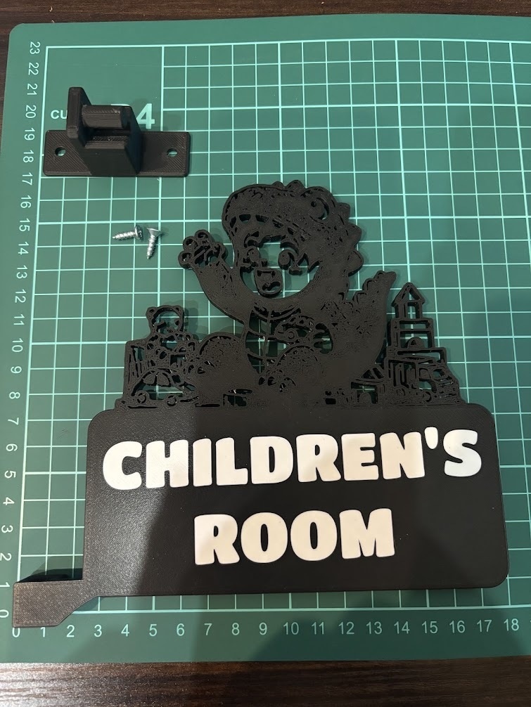 【3Dプリント】恐竜キッズ CHILDREN'S ROOM 突き出しサイン(5段階アングルマウント付属)