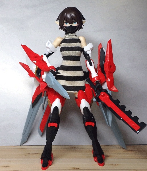 メガミデバイス ホルターネックワンピ(ボーダー 焦げ茶×ベージュ)