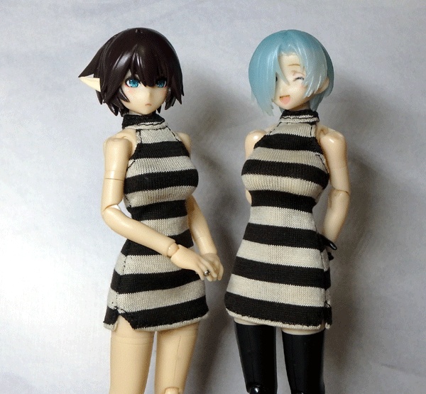 メガミデバイス ホルターネックワンピ(ボーダー 焦げ茶×ベージュ)