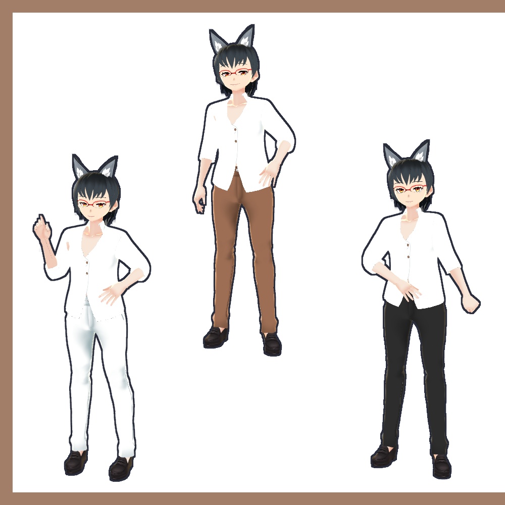 VRoidテクスチャ ロング&ショートズボン2021と胸開きシャツ