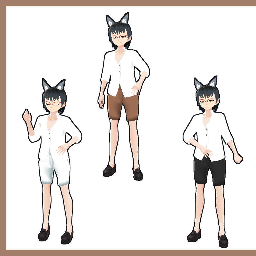 VRoidテクスチャ ロング&ショートズボン2021と胸開きシャツ