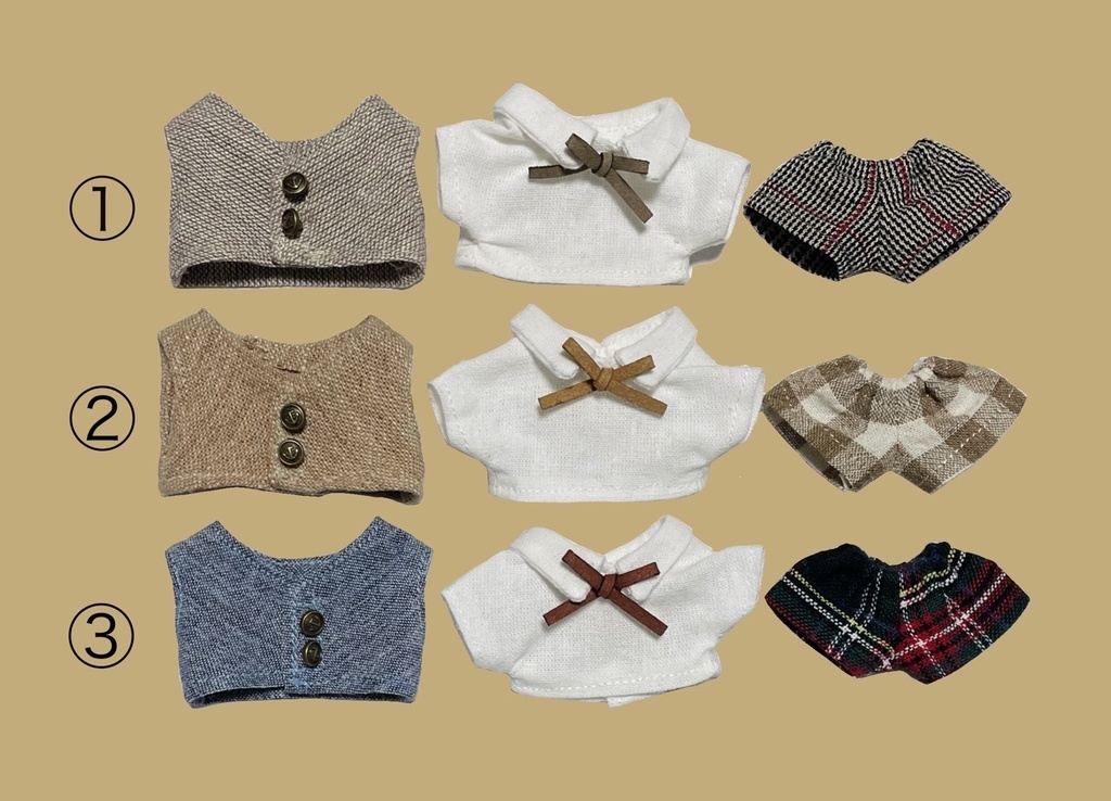 秋コーデ3点セット【10センチぬい用】