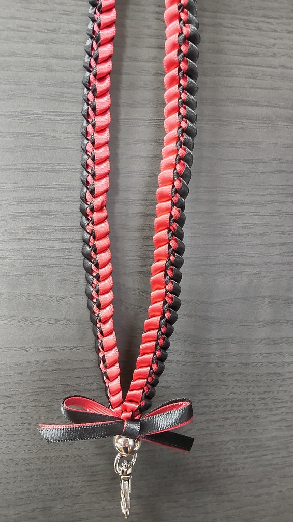 リボンレイ ネックストラップ【黒&赤】