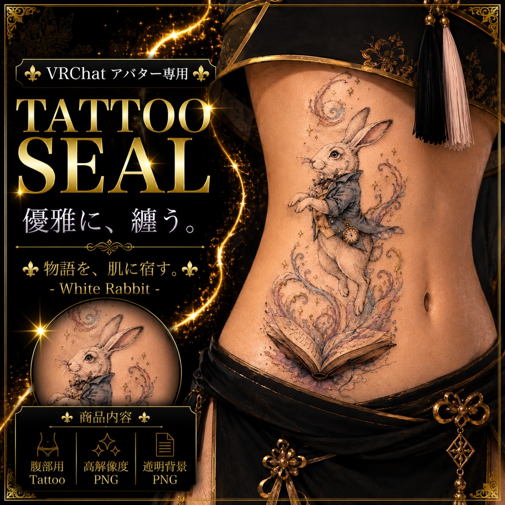 【発売記念セール】【三日間限定50%OFF】アリスのウサギのタトゥー[VRC想定]
