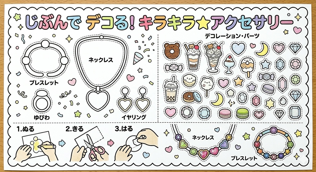 【おうちで原宿おままごと】ぬって・きって・デコる!Kawaii塗り絵&おままごとセット(豪華8枚組)