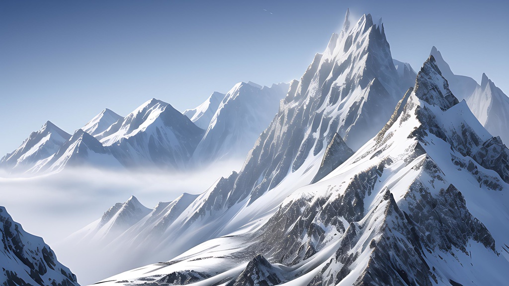 【背景素材】山岳と雪景色 ①